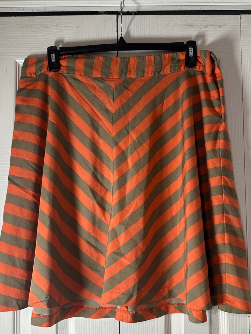 Women’s Orange and Brown Striped A-line skirt with lining